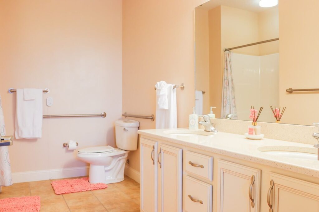 Accessible Bathroom with Safety Features at Assisted Living Facility